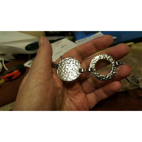 Silver Tone Hammered Metal Circle Chain 19bb4-53 - Picture 8 of 8